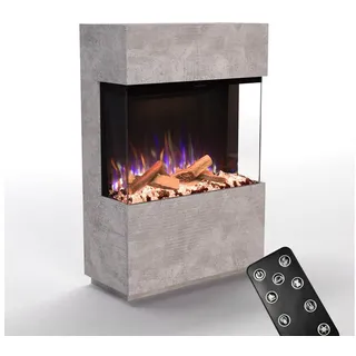 GLOW FIRE Elektrokamin PR15 E-Motion 3D, Elektrischer Kamin mit 3D Feuer mit Heizung, täuschend echte Flamme mit Heizung, 3 Dekorationen