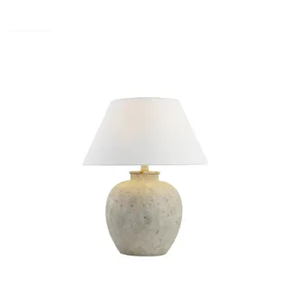 HOME DELUXE Tischleuchte LENE in Steinoptik - Größenauswahl Ø 42/50, ohne Leuchtmittel, Schirm beige Kegelform, Tischlampe, Schreibtischlampe beige Ø 42 cm x 42 cm x 51 cm x 42 cm