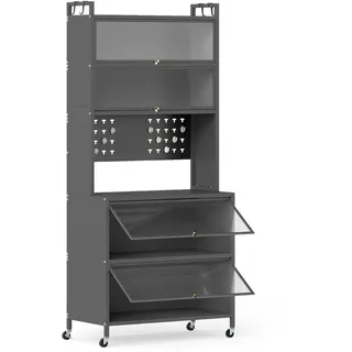 Costway Küchenbuffet mit Rollen 80 x 40 x 182 cm Grau