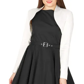 BlackButterfly Satin Bolero Damen Langarm Gefüttert | Kragen Zum Stellen Oder Umlegen, Offene Front, Zum Überziehen, Schulterpolster, Größen XS-5XL, Festlich - XXL