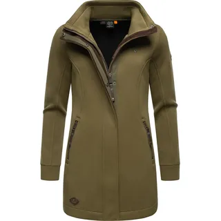 Ragwear Damen Leichter Sweat-Übergangsmantel lang windabweisendl mit hohem Kragen Letrice Bonded Olive Gr. 5XL - 5XL