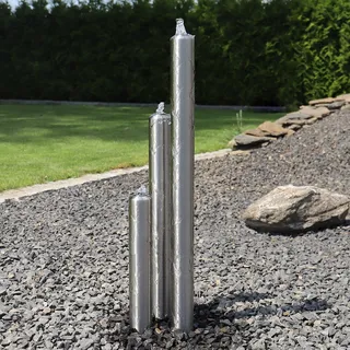 CLGarden Edelstahl Gartenbrunnen ESB1 100cm 3 Säulen aus gebürstetem Edelstahl mit LED Beleuchtung Zierbrunnen für Garten Springbrunnen Säulenbrunnen