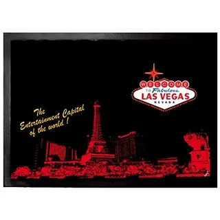 1art1 Las Vegas Strip Und Logo Fußmatte Dekomatte Innenbereich | Design Türmatte 70x50 cm