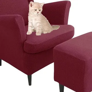 uyeoco Sesselüberwürfe Elastisch 3-teilig Sesselbezug Ohrensessel Überzug Mit Ottomane Schonbezug Ohrensessel Bezug Bezug Sesselhusse Stretch Husse Für Ohrensessel (Color : #92)