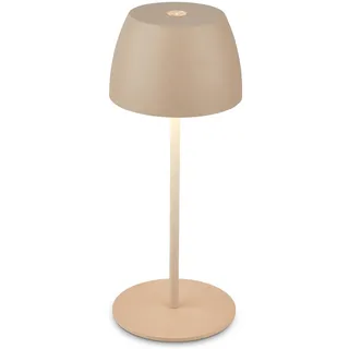 Briloner - Mini LED Tischlampe kabellos IP44 mit Touch, stufenlos dimmbar, Akku & Lichtquelle tauschbar, Nachttischlampe, Dekolampe, LED Lampe, Akku Tischleuchte, Outdoorlampe, 8x20 cm (DxH), Beige