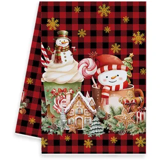 FANSU Geschirrtücher Weihnachten 2er Set, Geschirrtuch Saugfähig Küchenhandtuch Fusselfrei Küchentücher Trockentücher Dicke Weich Küchenhandtücher Geschirrhandtücher (Lebkuchen,40x60cm)