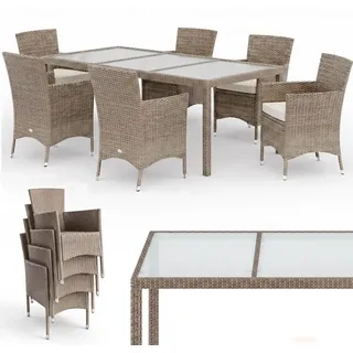 CASARIA Polyrattan Set 7-tlg. Beige