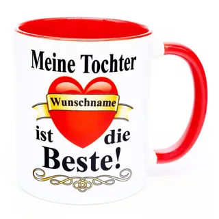 Meine Tochter Name ist die Beste Tasse Personalisiert Geschenk Geburtstag Weihnachten Valentinstag Nikolaus Ostern Becher mit Herz Lieblings Kinder Dankeschön Hdl Welt Spruch Mutter Vater Mama Papa