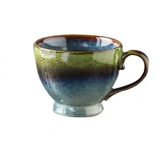 Huiyiwert Porzellan Kaffeebcher 400ml Große Kaffeetasse Steingut Teetasse mit Henkel Vintage Cappuccino Tasse Geschenk für Valentinstag Muttertag Geburtstag Weihnachten Neujahr (Grün)