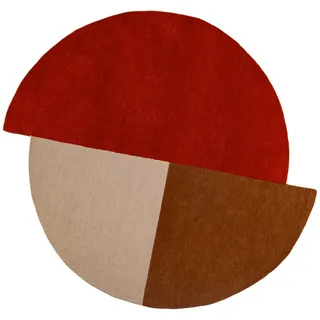 Flair Rugs Wollteppich, Rost, Textil, Abstraktes, rund, 200x200 cm, Reach, AZO-frei, Bsci, Handmade in India, für Fußbodenheizung geeignet, Teppiche & Böden, Teppiche, Runde Teppiche