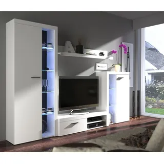 Küchen-Preisbombe Kuechen-preisbombe Wohnwand Rumba Anbauwand Wohnkombi Wohnzimmer Weiss matt