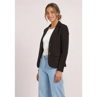 Kurzblazer STREET ONE, Damen, Gr. 44, braun (schwarz coffee meliert), Stoff, 70% Polyester, 27% Viskose, 3% Elasthan, unifarben, normal normal, V-Ausschnitt, abgesteppt, Blazer Kurzblazer, mit Reverskragen