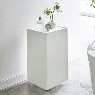 Yamazaki Toilettenpapierspender Badregal kleiner Schrank auf Rollen 43cm Metall weiß