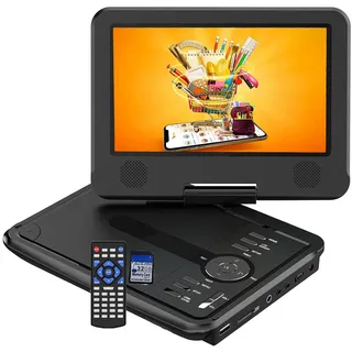 BOIFUN 17,5’’ Tragbarer DVD Player mit 15,6’’ HD Display, 6 Stunden Wiederaufladbare Batterie, Unterstützung für USB/SD-Karte/AV-Übertragung, S... - Schwarz