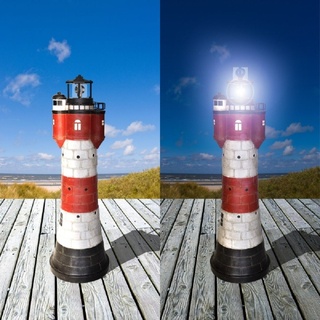 Westerholt Solar-Leuchtturm Roter Sand, 50 cm, mit LED Beleuchtung