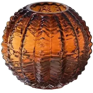 Surwin Glasvase Deko, Gross Klar Glasvase -Vintage Deko Vase Tischdekoration Klarem Blumenvase für Wohnzimmer Büro Dekoration Heimdekoration, Hochzeits (Braun-rund)