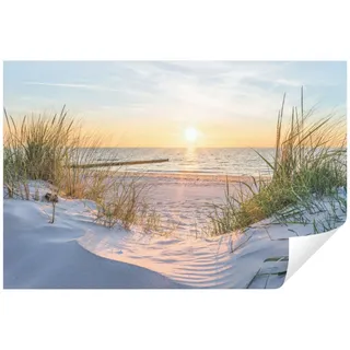 Wallarena Fototapete Strand Meer - Mehrfarbig - Modern - Vlies - Wohnzimmer, glatt, 368x254cm bunt 3.68 m x 2.54 m