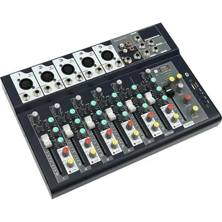 Audio Mixer Professioneller, 7 Kanal Stereo Sound Mischpult mit Dreifach-Frequenz-Equalizer, Audio-Mixer mit Eingang 48 V Phantomspeisung für Aufnahme DJ Bühne Musik