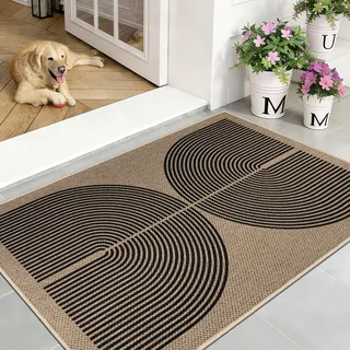 Capslpad Fußmatte außen und Innen 80 x 120 cm, Jute Aussehen rutschfeste Schmutzfangmatte Dünne Türmatte, Waschbar Fussmatte Aussen für Haustür, Eingangsbereich, Balkon