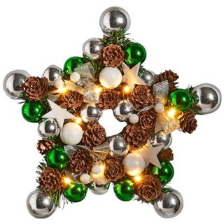 3PAGEN Dekokranz LED Weihnachts-Dekokranz Sternenform 28cm dekoriert Dekokranz Wanddeko
