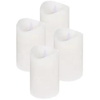 ToCi LED-Kerze 4x LED Echtwachs Kerzen Timer + beweglicher Flamme, Weiß Ø7,5x12,5cm 12,5 cm