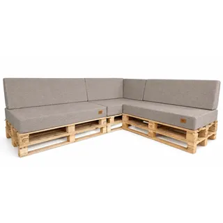Odolplusz Palettenkissen 7-teiliges Set für Ecksofa | Palettensofa mit abnehmbarem Bezug | Kaltschaum Palettenauflage | Sitzkissen Rückenlehne für Europaletten 120 x 80 (Cappuccino)
