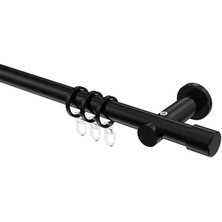 GARDINENSTANGE Platon Santo 260 cm (geteilt in 2 x 130 cm), 1-läufig, 20 mm Ø Schwarz