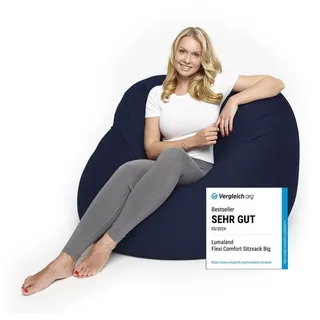 Lumaland Sitzsack Flexi Comfort, Bodenkissen Lounge 250l & 300l Bean Bag blau 100 cm x 60 cm x 155 cm
