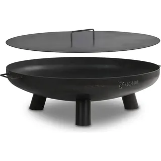 BBQ-Toro Feuerschale Ø 80 cm mit Deckel, Schwarz, Outdoor Dreibein Feuerstelle für Garten