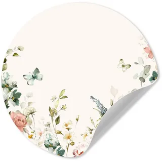 MuchoWow Wandsticker Blumen - Schmetterling - Aquarell - Mädchen - Kinderzimmer - Kinder (1 St), Wanddeko Wohnzimmer Schlafzimmer Wandverkleidung, 50x50 cm, Kinder bunt 50 cm x 50 cm x 0.1 cm