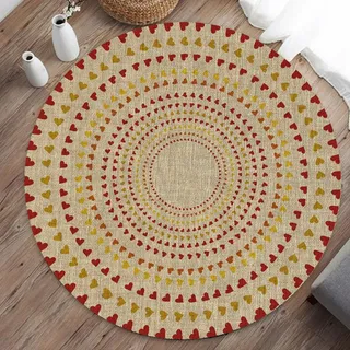 Hearda Teppich Rund, Reppich Schlafzimmer, Innenbereich Runder Teppich, Waschbarer rutschfest Teppich, Mandala Flur Teppich, fürs Wohnzimmer, Kinderzimmer, Büro (Mandala 5,120cm)