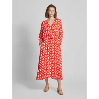 Kleid aus Viskose mit Allover-Muster, Koralle, S