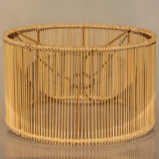 Rattan Bambus Lampenschirm Boho, Medium Round/Drum | Für Tischlampe, Wandleuchte, Nachttischlampe und Stehlampe, Natürliche Weide, Handmade