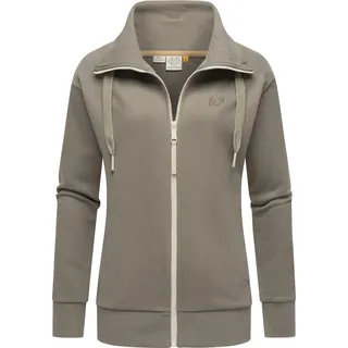 Sweatjacke RAGWEAR "Shocky", Damen, Gr. 4XL (48), braun, Obermaterial: 70% Baumwolle, 30% Polyester; Innenfutter: 70% Baumwolle, 30% Polyester, casual, lässig geschnitten hüftlang, hoch geschlossener Ausschnitt, Langarm eng Rippbündchen, Sweatjacken, sportliche Damen Zip-Hoodie mit Kordeln