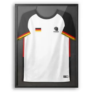 ACAZA Trikotrahmen 70x90 cm XL Groß, 3D Bilderrahmen tief zum befüllen mit Fußball-, Eishockey-, Rugby-, NBA-Trikot, mit Aufhänger, Aluminium und Acrylglas, Schwarz