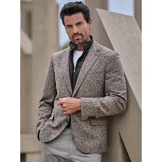 ENGBERS GERMANY Herren Sakko mit heraustrennbarem Inlet Braun slim fit uni Stehkragen - 54