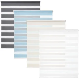 Victoria M. Zevra Doppelrollo Duorollo, Klemmrollo ohne Bohren & mit Bohren für Fenster und Türen, Klemmfix Duo Rollo Fensterrollo Lichtdurchlässige/Verdunkelnde Streifen, 140 x 160 cm, Dunkelgrau