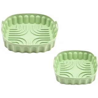 Uikdjgu 2 Stück Heißluftfritteusen-Silikon-Backblech, Wiederverwendbar, Quadratisch, Heißluftfritteusen-Pfanne, Silikonform, Mikrowellen-Pads, Backmatte, Topftablett, E