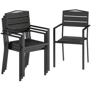 Outsunny Gartenstuhl Gartensessel 52 x 51 x 90 cm schwarz 4 St.