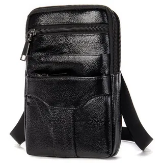 Handy Umhängetasche Herren Klein, Telefon Gürteltasche Leder Herren, Wasserdicht Schultertasche Herren Hüfttaschen Gürtel Holster Hüfttaschen Gürtelclip Brieftasche Handtaschen mit Gürtelschlaufe - 11.5 x 3.0 x 18 cm / 4.53 x 1.18 x 7.09 inches