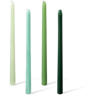 30cm 4 Stück Spitzkerzen, Lange Hohe Dünne Kerzen Parfümfrei Rauchfrei Farbverlauf Konische Kerzenständer für Tisch, Zuhause, Abendessen, Hochzeit, Festival (Grüne Serie)