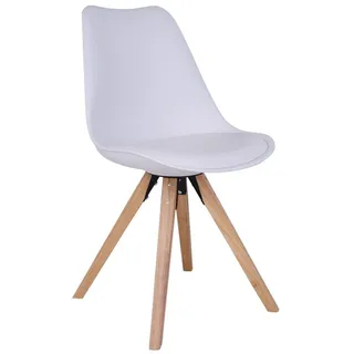 House Nordic Schalenstuhl Bergen (2er-Set), (2er-Set) in Weiss, Glattlederoptik - 48x86x55cm (BxHxT) weiß