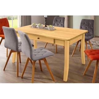Esstisch HOME AFFAIRE "Palermo" Tische Gr. B/H/T: 140 cm x 77 cm x 90 cm, Einlegeplatten, beige (natur) Esstische rechteckig mit Auszugfuntion und 2 Schubladen