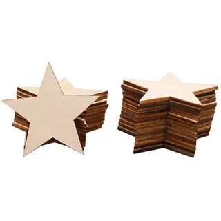 Toyvian 25 Stücke Holzsterne Holz Stern Holzscheiben zum Basteln und Bemalen DIY Baumschmuck Baumscheiben Naturholzscheiben Hochzeit Streudeko Tischdeko für Weihnachtsbaum Deko 5cm