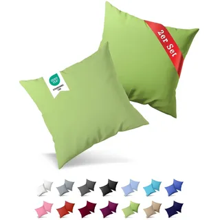 Buymax® Kissenbezug 80x80 cm (2er-Set) 100% Jersey Baumwolle - Kissenbezüge für Kissen 80 x 80 cm - Grün - Kopfkissenbezug mit Reißverschluss - Kissenhülle - Oeko-Tex Zertifiziert