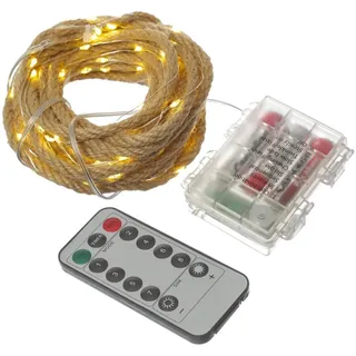 MARELIDA LED Lichterkette Seil Jute 5 m Warmweiß