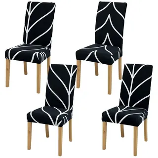 Vivi Idee Stuhlbezug Stuhlhussen 4/6er Set Spannbezug für Esszimmerstühle Schwingstuhl, Elastische Waschbar Hochzeit Büro Partys Deko schwarz