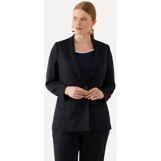 Ulla Popken Blusenblazer Blazer Nadelstreifen Reverskragen Rückenschlitz schwarz 46