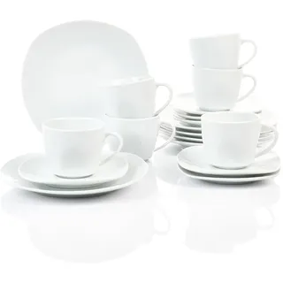 Retsch Arzberg/Geschirr Kaffeeservice FINO/Set 18teilig für 6 Personen/Porzellan eckig uni weiß/Basic-Geschirr