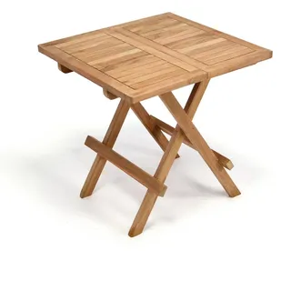 DIVERO Beistelltisch Balkontisch Garten Terrasse Holz Teak 50x50cm behandelt